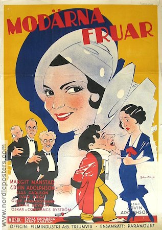 Modärna fruar 1932 movie poster Margit Manstad Edvin Adolphson Eric Rohman art