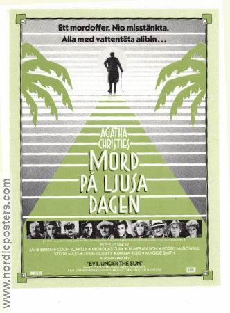 Evil Under the Sun 1982 movie poster Peter Ustinov James Mason Maggie Smith Jane Birkin Guy Hamilton Writer: Agatha Christie