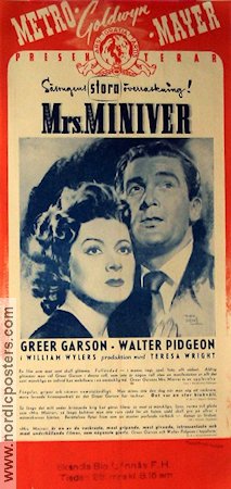 Mrs Miniver 1942 movie poster Greer Garson Walter Pidgeon