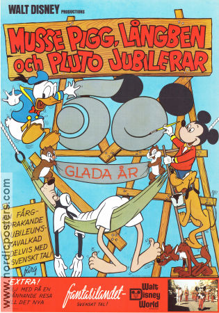 Musse Pigg Långben och Pluto jubilerar 1973 movie poster Musse Pigg Mickey Mouse From comics