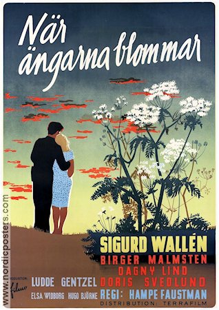 När ängarna blommar 1946 movie poster Sigurd Wallén Flowers and plants