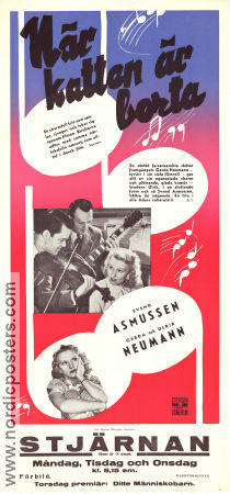 Naar Katten er ude 1947 movie poster Karl Gustav Ahlefeldt Svend Asmussen Ludvig Brandstrup Lau Lauritzen Denmark