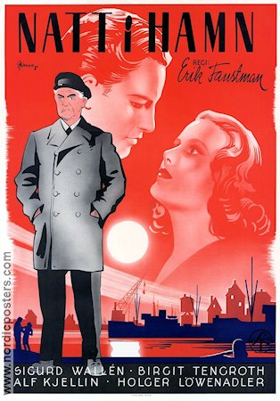 Natt i hamn 1943 movie poster Sigurd Wallén Birgit Tengroth Alf Kjellin Ships and navy Eric Rohman art