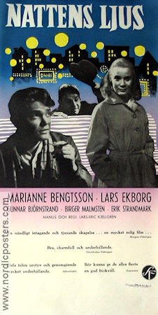 Nattens ljus 1957 movie poster Lars Ekborg Marianne Bengtsson Gunnar Björnstrand Lars-Eric Kjellgren