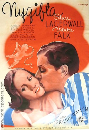 Nygifta 1941 movie poster Sture Lagerwall Vibeke Falk Eric Rohman art