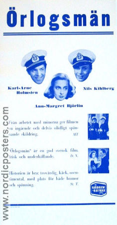 Örlogsmän 1943 movie poster Karl-Arne Holmsten Nils Kihlberg Anne-Margrethe Björlin Börje Larsson