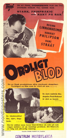 Levoton veri 1946 movie poster Regina Linnanheimo Eino Katajavuori Toini Vartiainen Teuvo Tulio Finland