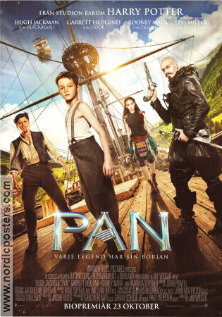 Pan 2015 movie poster Levi Miller Hugh Jackman Garrett Hedlund Joe Wright