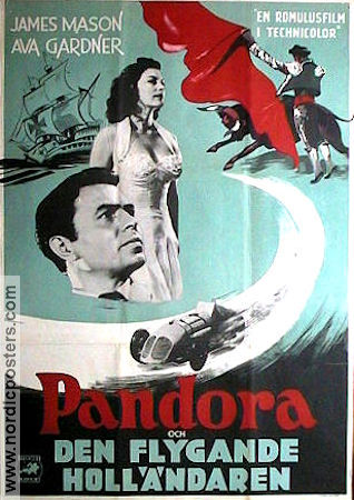 Pandora and the Flying Dutchman 1951 movie poster James Mason Ava Gardner Nigel Patrick Albert Lewin Cars and racing Ships and navy