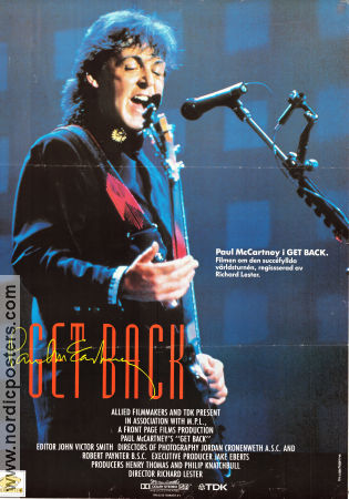 Paul McCartney´s Get Back 1991 movie poster Paul McCartney Linda McCartney Hamish Stuart Richard Lester Rock and pop Documentaries