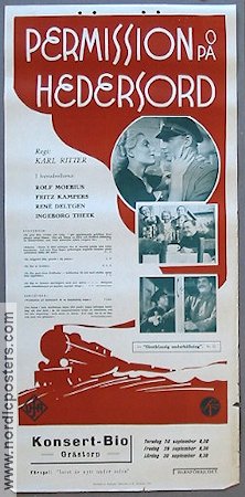 Permission på hedersord 1939 movie poster Rolf Moebius Karl Ritter