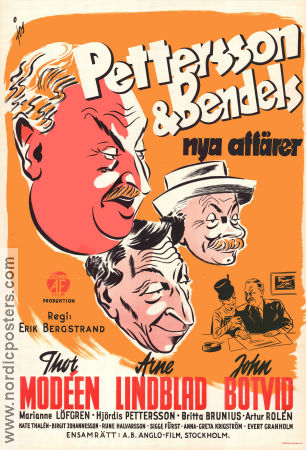 Pettersson och Bendels nya affärer 1949 movie poster Thor Modéen John Botvid Arne Lindblad Hjördis Petterson Erik Bergstrand