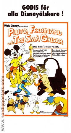 Pluto Ferdinand och Tre små grisar 1985 movie poster Musse Pigg Tjuren Ferdinand
