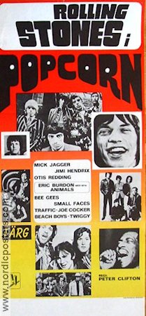 Popcorn 1971 movie poster Rolling Stones Jimi Hendrix Rock and pop