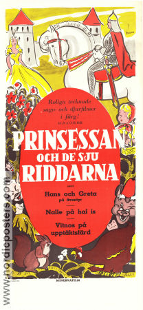 Prinsessan och de sju riddarna 1949 movie poster Animation