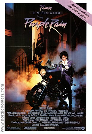 Purple Rain 1984 movie poster Prince Apollonia Kotero Morris Day Albert Magnoli Rock and pop Motorcycles