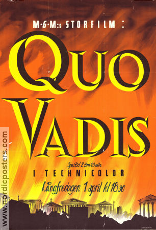 Quo Vadis 1951 movie poster Robert Taylor Deborah Kerr Leo Genn Mervyn LeRoy
