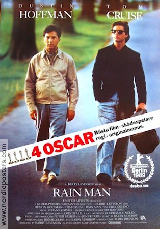 Rain Man 1988 movie poster Dustin Hoffman Tom Cruise Valeria Golino Barry Levinson