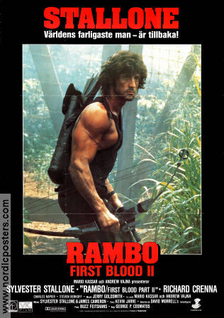 Rambo First Blood 2 1985 movie poster Sylvester Stallone Richard Crenna Charles Napier George P Cosmatos Guns weapons