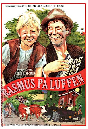 Rasmus på luffen 1981 movie poster Allan Edwall Erik Lindgren Jarl Kulle Olle Hellbom Writer: Astrid Lindgren Kids