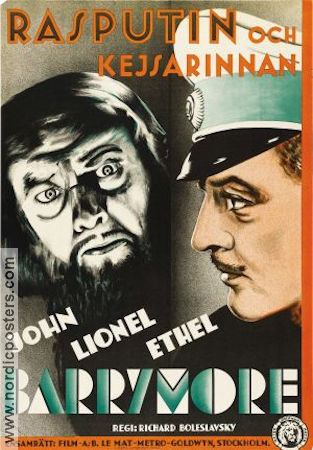 Rasputin and the Empress 1932 movie poster John Barrymore Lionel Barrymore Ethel Barrymore Richard Boleslawski Russia