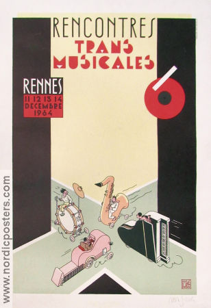 Rencontes trans musicales Rennes 1964 1984 poster Jazz Poster artwork: Joost Swarte Find more: Lithography Find more: Signed poster