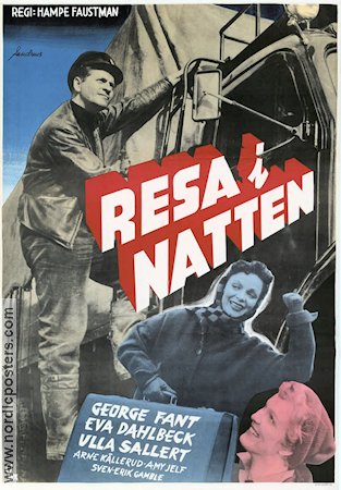 Resa i natten 1954 movie poster George Fant Eva Dahlbeck Ulla Sallert Hampe Faustman Travel