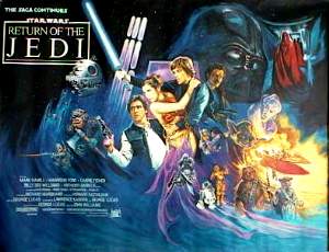 Return of the Jedi 1983 movie poster Mark Hamill Harrison Ford Carrie Fisher George Lucas