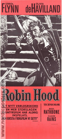 The Adventures of Robin Hood 1938 movie poster Errol Flynn Olivia de Havilland Basil Rathbone Claude Rains Michael Curtiz Adventure and matine