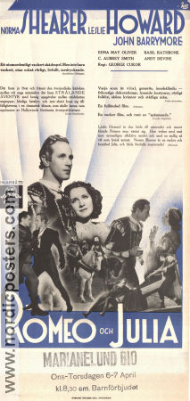 Romeo and Juliet 1936 movie poster Norma Shearer Leslie Howard John Barrymore George Cukor Writer: William Shakespeare
