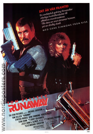 Runaway 1984 movie poster Tom Selleck Cynthia Rhodes Gene Simmons Michael Crichton Celebrities