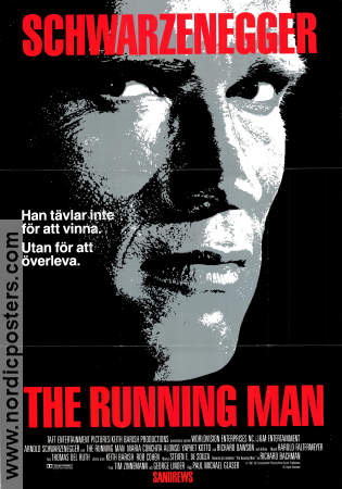 The Running Man 1987 movie poster Arnold Schwarzenegger Maria Conchita Paul Michael Glaser