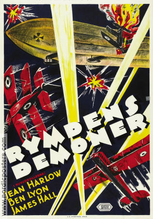 Hell´s Angels 1930 movie poster Jean Harlow Ben Lyon Howard Hughes Planes