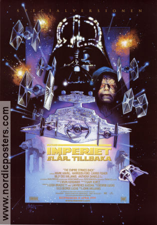 The Empire Strikes Back 1980 movie poster Mark Hamill Harrison Ford Carrie Fisher George Lucas Find more: Star Wars Spaceships