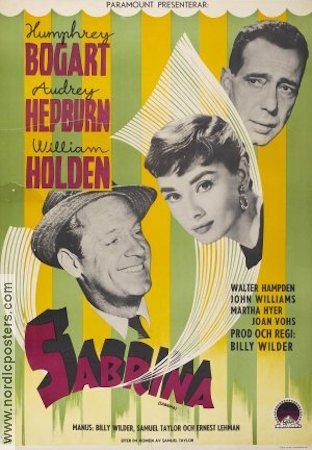 Sabrina 1955 movie poster Audrey Hepburn Humphrey Bogart William Holden Billy Wilder