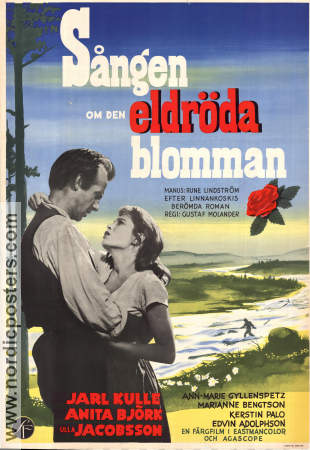 Sången om den eldröda blomman 1956 poster Jarl Kulle Gustaf Molander