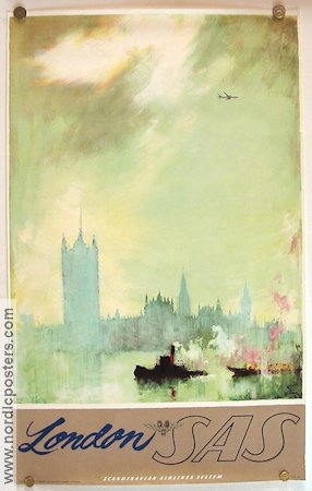 Scandinavian Airlines System London 1962 poster Planes Find more: SAS