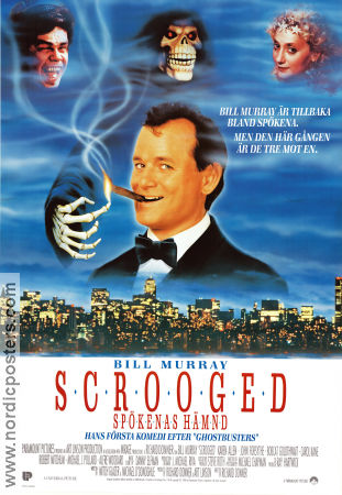 Scrooged 1988 movie poster Bill Murray Karen Allen John Forsythe Richard Donner Smoking