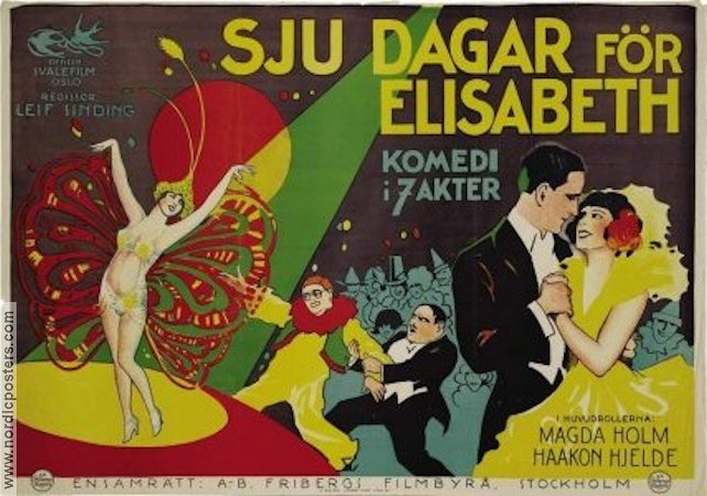 Syv dager for Elisabeth 1927 movie poster Magda Holm Norway