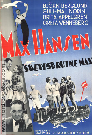 Rendezvous im Paradies 1936 movie poster Max Hansen Elof Ahrle Brita Appelgren Björn Berglund Gull-Maj Norin Greta Wenneberg Sigurd Wallén Ships and navy