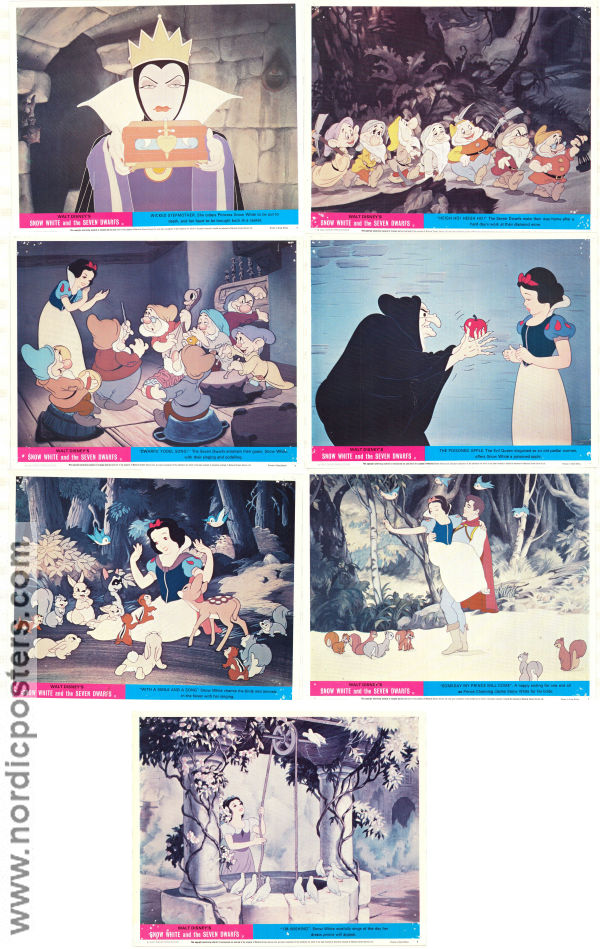 Snow White and the Seven Dwarfs 1937 lobby card set Adriana Caselotti William Cottrell Animation