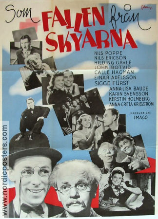 Som fallen från skyarna 1943 movie poster Nils Poppe John Botvid Nils Ericson Hilding Gavle