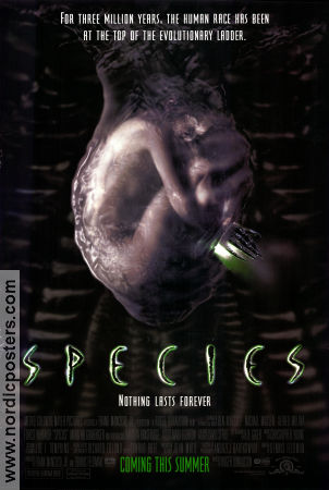 Species 1995 movie poster Natasha Henstridge Michael Madsen Ben Kingsley Forest Whitaker Roger Donaldson