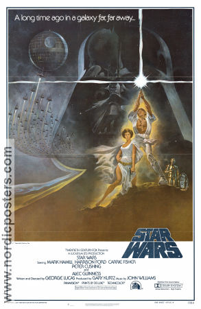 Star Wars Style A 1977 movie poster Mark Hamill Harrison Ford Carrie Fisher Alec Guinness Peter Cushing George Lucas Find more: Star Wars