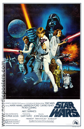 Star Wars Style C 1977 movie poster Mark Hamill Harrison Ford Carrie Fisher Alec Guinness Peter Cushing George Lucas Find more: Star Wars