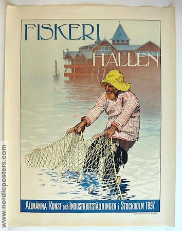 Stockholmsutställningen Fiskerihallen 1897 poster Poster artwork: Vicke Andrén Find more: Stockholm