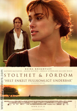 Pride and prejudice 2005 movie poster Keira Knightley Matthew Macfadyen Joe Wright Writer: Jane Austen Romance