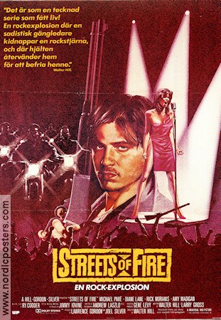Streets of Fire 1984 movie poster Michael Paré Rick Moranis Willem Dafoe Walter Hill Rock and pop Motorcycles