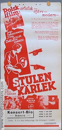 Stulen kärlek 1935 movie poster Julius Gardan Country: Poland