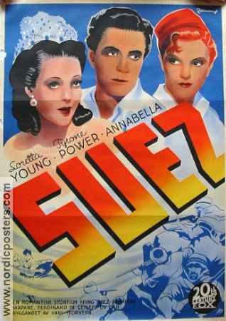 Suez 1938 movie poster Loretta Young Tyrone Power Annabella Allan Dwan Eric Rohman art